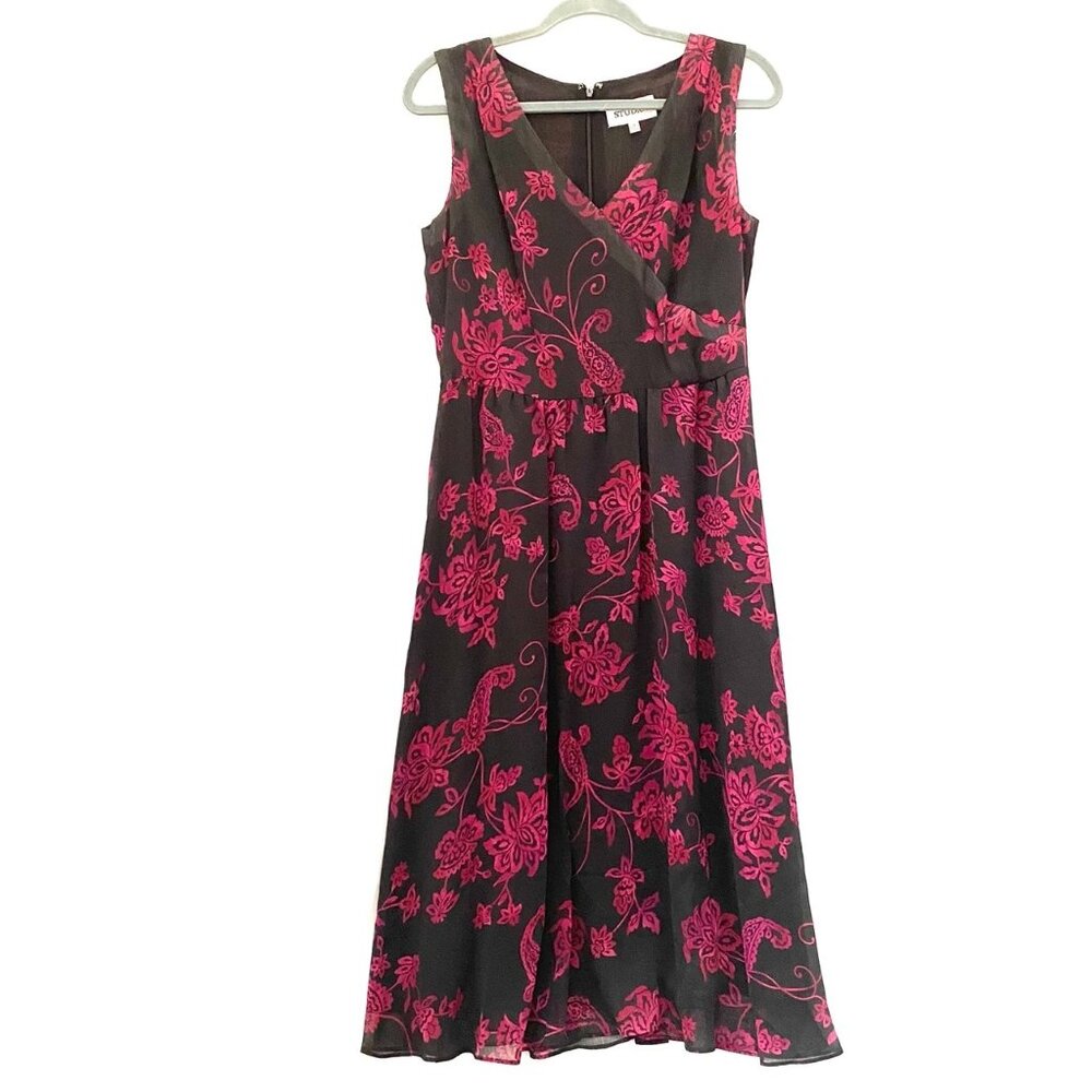 Vtg Y2K Studio 1 Floral Midi Dress Sz 12 Floral Whimsigoth Grunge Fairy Vamp